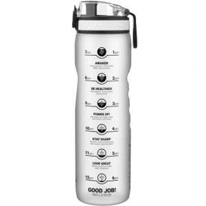 Butelka bidon na wodę ION8 1000 ml Ice Motivator bezbarwna z pomiarką czasową