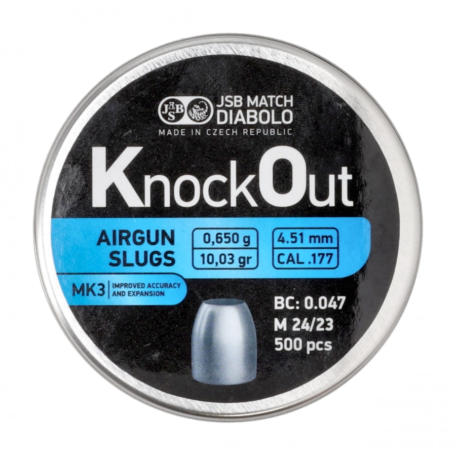 Śrut diabolo JSB KnockOut Slugs MK3 4,51 mm 500 szt. Śrut diabolo JSB KnockOut Slugs MK3 4,51 mm 500 szt.