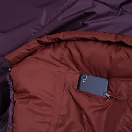 Śpiwór Alpinus Fiber Pro WS 1100 dla praworęcznych, burgundowy